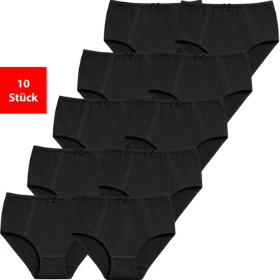 Produktbild von Taillenslip Taillenslip Damen Baumwolle Stretch 5er & 10er Pack Maxislip - Schwarz 52/54 10 Stück