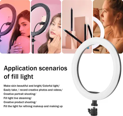 Zdjęcie produktu dla 10-calowa lampa pierścieniowa z dodatkowym oświetleniem do transmisji na żywo, ulepszająca jakość nocnych selfie