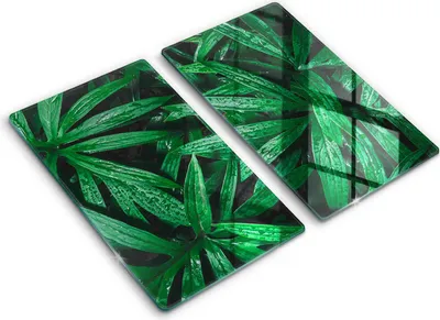 Produktbild von Abdeckung Glas - Küchenabdeckung - 2x30x52 cm - Abdeckplatte -Pflanzenblätter