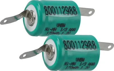 Produktbild von vhbw 2x Akku Ersatz für 1/3AAA für Modellbau (170mAh, 1,2V, NiMH, mit Lötfahne (U))