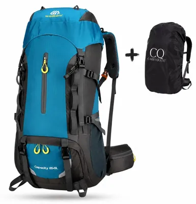 Produktbild von CarryQuest® - 70L Bergsteiger-Rucksack Nylon Regenhülle Blau