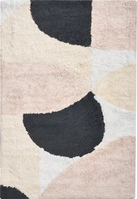 Produktbild von BELIANI Badematte beige Baumwolle 60 x 90 cm rechteckige Form geometrisches Muster flauschiger Badematte Badezimmeraccessoires modernes Design