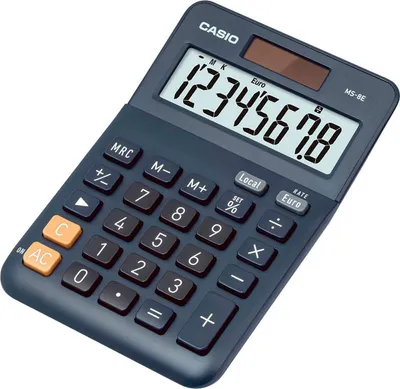 Produktbild von Casio MS-8E, Desktop, Display-Rechner, 10 Ziffern, Akku, Schwarz, Grau, Orange