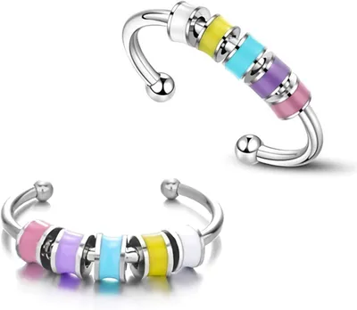 Produktbild von Anti-Stress-Ring mit Perlen – Ein Ring zur Beruhigung und Stressreduktion für Mädchen