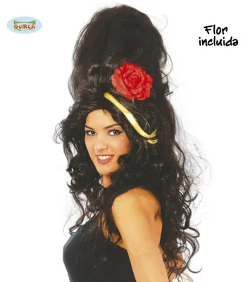 Produktbild von Popstar Beehive Hochsteckfrisur als Damen Perücke in schwarz