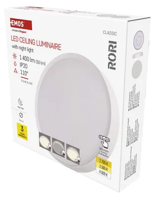 LED-Anbauleuchte RORI rund, weiß, 17W, mit Farbtemperatur-Änderung