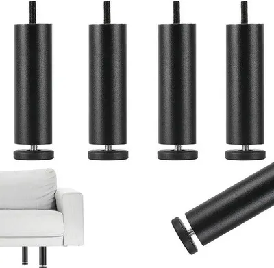 Zdjęcie produktu dla Regulowane nóżki meblowe – 4 sztuki, czarny aluminium, 15 cm