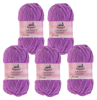 5 x 100g Strickgarn Samet Soft Fine violett