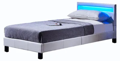 Produktbild von HOME DELUXE - LED Bett Astro - Weiß, 90 x 200 cm - Inkl. Lattenrost I Polsterbett Design Bett inkl. Beleuchtung, KI-generiertes Bild