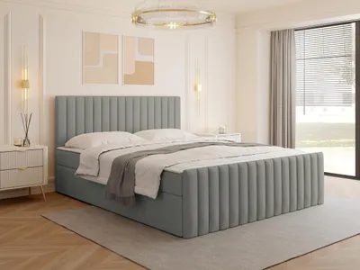 Obrázek produktu pro Kontinentální manželská postel 160x200 VASHON 2 - šedá + topper