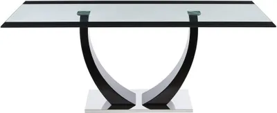 Produktbild von Tisch für 8 Plätze aus MDF, gehärtetem Glas und Edelstahl - schwarz - MEZZO II