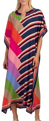 Produktbild von Lange Bohemian Kaftan Strandkleid für Damen in B Streifen