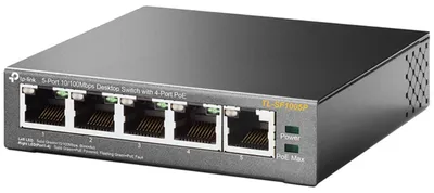 Produktbild von TP-Link 5-Port 10/100Mbps Desktop Switch mit 4-Port PoE+, Unmanaged, Fast Ethernet (10/100), Vollduplex, Power over Ethernet (PoE)