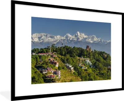 Produktbild von MuchoWow® Gerahmtes Poster Morgenansicht der Himalaya-Berge von Nagarkot, Nepal 90x60 cm - Poster mit Schwarzem Bilderrahmen Wandposter Rahmen Foto Bilder - Wanddekoration - Fotos