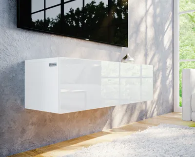Produktbild von PLATAN ROOM TV Lowboard Hängeboard Board Schrank für Wohnzimmer Wandschrank mit Hochglanz 105 cm Länge