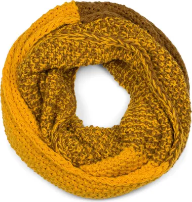 Produktbild von styleBREAKER Damen Strick Loop Schal 2-Farbig mit Ombre Farbverlauf, Reiskorn Strickmuster, warmer Winter Strickschal 01018165