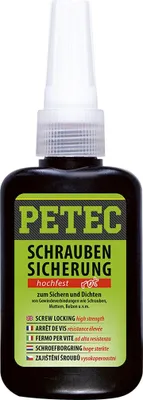 Produktbild von Petec Schraubensicherung hochfest rot Schraubenkleber Flasche 50g
