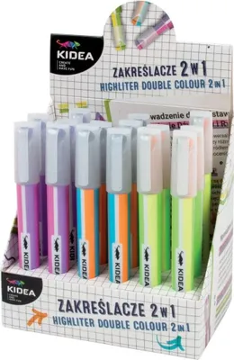 Zdjęcie produktu dla Zakreślacze dwukolorowe Kidea 24 sztuki