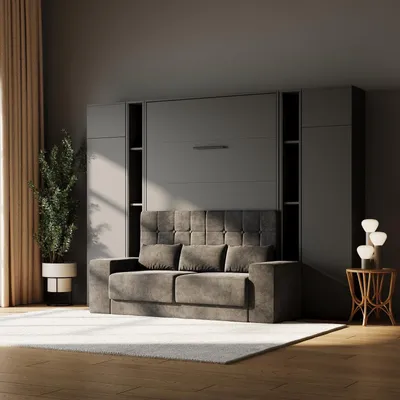 Produktbild von SMARTBett SET Schrankbett M1 160x200 inkl. Regale & Hochschränke und SOFA Anthrazit