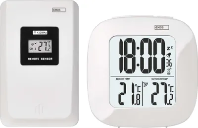 Digitální teploměr, bezdrátové čidlo, budík, datum E0127