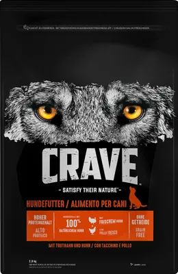 Produktbild von Crave Adult Trockenfutter Truthahn & Huhn, 3 Beutel, 3x2,8kg, getreidefreies Hundefutter mit hohem Proteingehalt