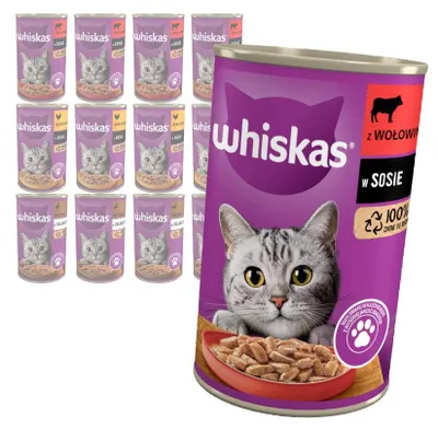 Zdjęcie produktu dla Whiskas Adult Mix Smaków 12x400g Mokra Karma Dla Dorosłych Kotów