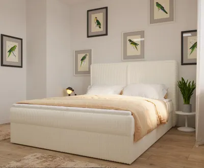 Produktbild von MOEBLO Boxspringbett Bett 04 – Boxspringbett aus Cord, Polsterbett Kontinentalbett Doppelbett mit Bonell-Matratze, Topper und Bettkasten (gepolstertes Kopfteil, Boxspring) - 160 x 200 - Ambience 01 Weiß