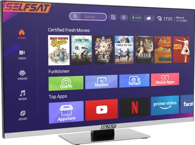 Produktbild von SELFSAT SMART LED TV 1260 (60cm/24") rahmenloser TV inkl. DVB-S2/C/T2 HD Tuner mit WLAN u. Bluetooth