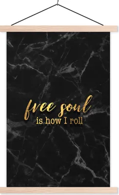 Produktbild von MuchoWow® Textilposter Zitate -  - Gold - Marmor 60x90 cm mit holzfarbenen Rahmen - Textil