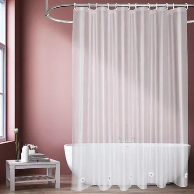 Obrázek produktu pro Průhledná sprchová záclona, bílá, 180 x 200 cm, s 5 magnety, voděodolná, rychle schnoucí, odolná proti plísním, sprchová záclona do koupelny a sprchy
