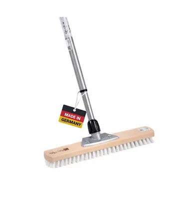 Produktbild von BawiTec Großraumschrubber 40cm Breit mit Teleskopstiel 200cm Lang ppn-weiß Schrubber Stiel ausziehbar weiße Borsten