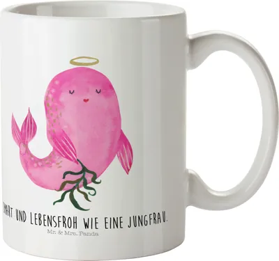 Produktbild von Mr. & Mrs. Panda Kindertasse Sternzeichen Jungfrau - Weiß - Geschenk, Reisebecher, Henkelbecher, Trinklernbecher, Meerjungfrau, Plastikbecher, Mehrwegbecher, Jungfer