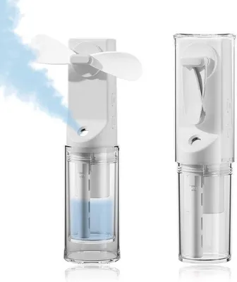 Immagine prodotto di Mini ventilatore portatile con nebulizzatore - Batteria ricaricabile da 1500mAh - 4 velocità - Design compatto e portatile - Ideale per l'ufficio e i viaggi