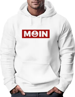 Produktbild von Hoodie Herren Moin norddeutsch Morgen Anker Kapuzen-Pullover Print Männer Fashion Streetstyle Neverless® weiß XXL