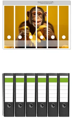 Produktbild von Wallario 6 Stück breite Ordner inkl. Klebeetiketten mit Motive Glücklicher Bananenfan -  Set mit Rückenschildern / Ordnerrücken Stickern