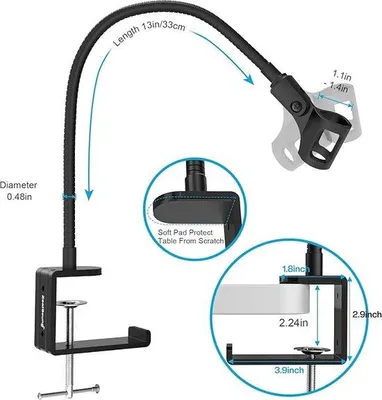 Image de Support de microphone professionnel avec pied réglable