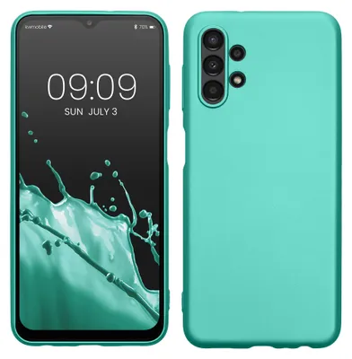 Produktbild von kwmobile Handyhülle für Samsung Galaxy A13 4G Hülle - Silikon Case metallisch schimmernd - Schutzhülle Cover - Metallic Türkis
