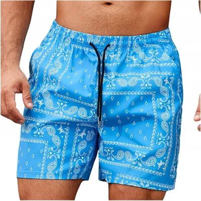 Produktbild von Herren Badeshorts XL - Schwimmhose - Schnelltrocknend - Blau Weiß - Badehose ohne Netz
