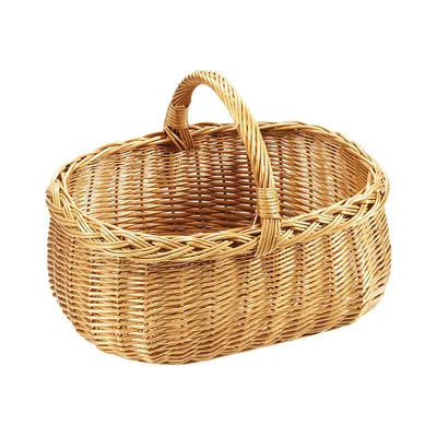 Produktbild von Kobolo Weidenkorb Einkaufskorb handgeflochten aus Weide 48x35x35 cm - carrybag Einkaufstasche Sammler Korb Helfer Ordnung Allzweck Trage Autokorb Deko