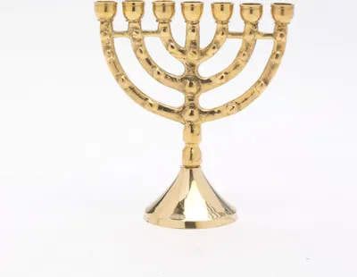 Produktbild von Menora Kerzenhalter Messing Gold H 11 cm, 7-flammiger Kerzenleuchter