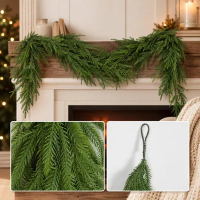 Produktbild von Peviasot Weihnachtsgirlande 1,8 m, naturgetreu, für innen und außen, KI-generiertes Bild