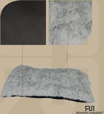 Produktbild von Rohrschneider flauschiges Hundekissen | waschbares Hundebett für kleine bis mittelgroße Hunde aus Plüschstoff | bequemes Schlafkissen Hunde mit rutschfester Unterseite | 100 x 72 x 8 cm | grau