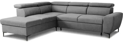 Image de Canapé d'angle convertible réversible avec coffre - 5 places - KASIMIR - Tissu anthracite - 258 x 79/98 x 219 cm