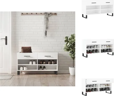 Produktbild von vidaXL Schuhbank Weiß 102x35x55 cm Holzwerkstoff -  Schuhregale & -schränke