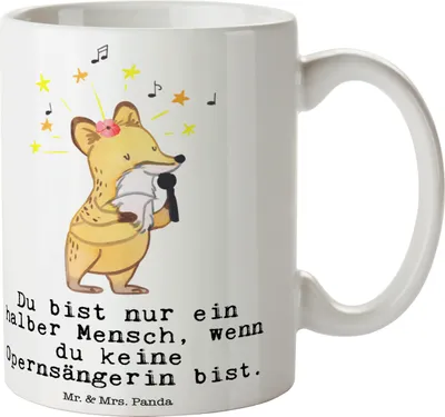 Produktbild von Mr. & Mrs. Panda Keramiktasse Opernsängerin Herz - Weiß - Geschenk, Tasse, Becher, Kaffeebecher, Trinkbecher, Teepott, Kaffeetasse