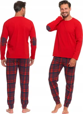 Produktbild von Männerpyjama - lange Pyjamas Größe XXL - Karohosen Rot - rotes Oberteil