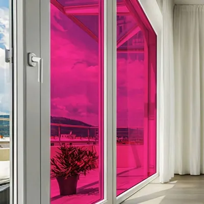 Produktbild von DIMEXACT - DIMEXACT Selbstklebende Sonnenschutzfolie für Autofenster, farbig, transparent für Fenster, Rosa, Breite 1,52 m, Rolle -152 cm x 10 m - en Rouleau