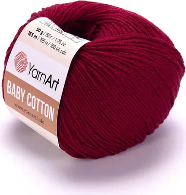 Produktbild von YarnArt Baby Baumwolle Bordo Garn 50g, 165m - Ideal für Baby-Accessoires & Sommermode