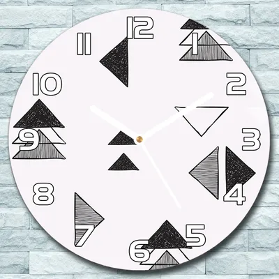 Produktbild von Wanduhr aus Glas Rund fi 30 Dreiecke Formen Quarz Deko Wohnzimmer Büro