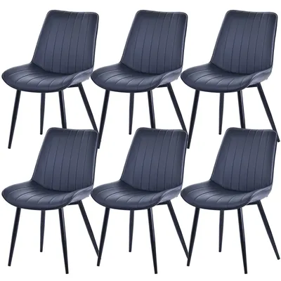 Produktbild von HOMAVO Esszimmerstuhl – Bequemer Samt- oder Kunstlederstuhl, ergonomisch, Metallgestell, breite Sitzfläche 53×43 cm, einfach montierbar, 6er Set